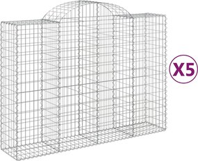 vidaXL Coșuri gabion arcuite 5 buc, 200x50x140/160 cm, fier galvanizat