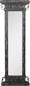 Oglinda de perete, albastra, din lemn, aspect vintage, 45x4x131 cm