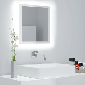 804913 vidaXL Oglindă de baie cu LED, alb extralucios, 40x8,5x37 cm, acril