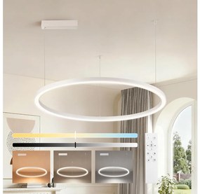 Brilagi - Lustră LED dimabilă PORTOFINO, suspendată pe cablu, LED/60W/230V, Ø 80 cm, alb + telecomandă