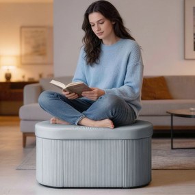 HOMCOM Taburet Pliabil cu Spațiu de Depozitare, Bancă Modernă Tapițată cu Catifea, Suport pentru Picioare cu Compartiment de 72L pentru Living și Dormitor, 76x38x35 cm, Gri Închis | Aosom Romania