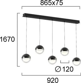 Candelabru LED suspendat pe cablu ZIREA LED/30W/230V, negru