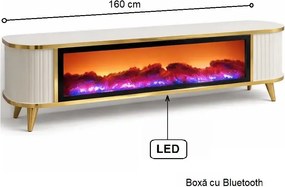 Comoda tv cu semineu Royal, cu led, 160 cm.nuc