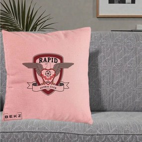 Perna Personalizata Rapid Fotbal Club 1923, 40x40 cm, Roz, Husa Detasabila, Perna Inclusa, BEKZ®