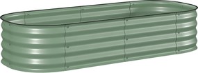 Outsunny Paturi Inaltate Galvanizate pentru Gradina, Cutie Inaltata din Metal cu Margine de Siguranta, pentru Cultivarea Florilor, Ierburilor, Verde