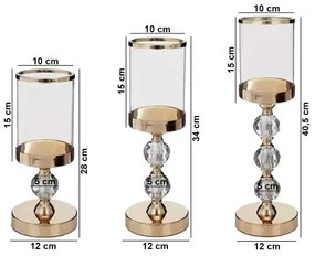 Set de 3 sfeșnice aurii