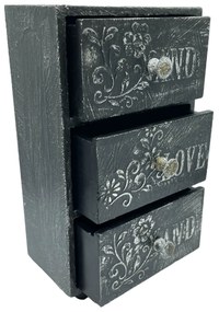 Cutie cu 3 sertare din lemn JANE, 11x6x19cm
