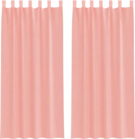 vidaXL Perdele Voile cu Bucle 2 buc Roz 140x225 cm