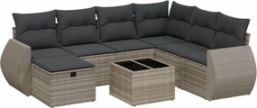 vidaXL Set mobilier de grădină cu perne, 8 piese gri deschis poliratan