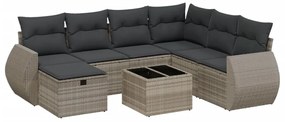 3264158 vidaXL Set mobilier de grădină cu perne, 8 piese gri deschis poliratan