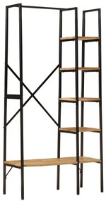 vidaXL Suport haine cu rafturi, 90x40x190 cm, lemn masiv mango și fier