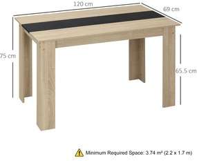 HOMCOM Masă de Dining pentru 4-6 Persoane, Masă de Bucătărie Modernă din Lemn, 120x69x75 cm, Lemn Natural | Aosom Romania