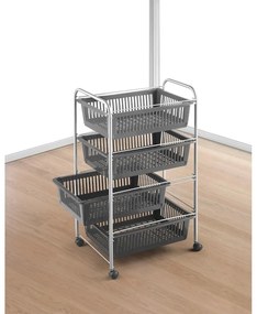 Etajeră pe roți gri închis/argintie 46x78 cm – Metaltex