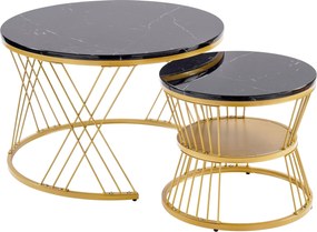 Set modern de măsuțe nesting, 2 piese, 70x70x45 cm/45x45x40 cm, Negru