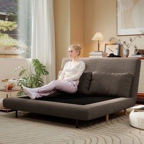 HOMCOM Canapea extensibilă, pat pentru oaspeți, spătar reglabil 3 trepte, aspect reiat, până la 120 kg, 141 x 90 x 81 cm, maro închis | Aosom Romania