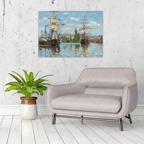 Tablou - Claude Monet, Ships Riding on the Seine at Rouen, reproducere (70x50 cm)