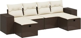 vidaXL Set canapele de grădină cu perne, 6 piese, maro, poliratan