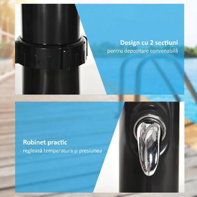 Outsunny Duș Solar de 20L cu Robinet Inferior și Temperatură Reglabilă, 15.5x15.5x222 cm, Negru | Aosom Romania