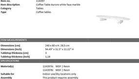 Masuta de cafea design elegant Aurore, alb 114397 HZ