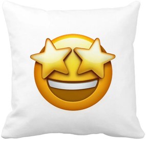 Perna Decorativa Patrata Emoji WOW, 40x40 cm, Alba, Mata, Husa Detasabila, Burduf