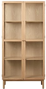 Vitrină în culoare naturală din lemn masiv de stejar 190x90 cm Elba – Unique Furniture