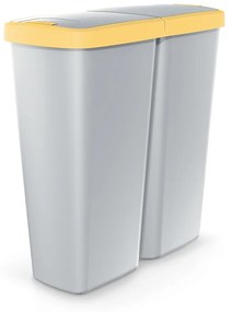 Coș de gunoi DUO gri, 50 l, galben/gri