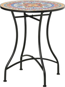 Outsunny Masa Rotunda Stil Bistro de 60 cm cu Mozaic pentru Gradina, Veranda, Exterior, Balcon, Gri | Aosom Romania