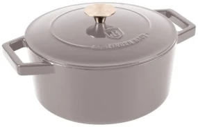 Oală din fontă emailată cu capac 24 cm, 4.35 L Berlinger Haus Taupe Collection BH 6525, distribuție termică excelentă, potrivită cuptor/plite