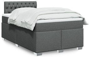 vidaXL Pat box spring cu saltea, gri închis, 120x200 cm, textil