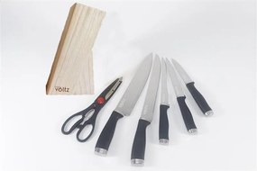 Set de cutite Oliver Voltz OV51633LW, 7 piese, Suport de depozitare din lemn, Negru/Lemn