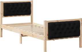 vidaXL Cadru de pat cu headboard Negru 80 x 200 cm Lemn de pin masiv
