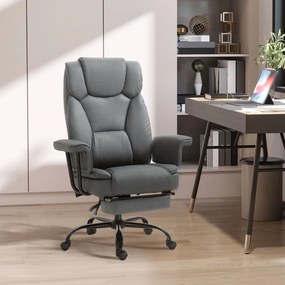 Vinsetto Scaun de birou Ergonomic Scaun de calculator rotativ la 360° Scaun reglabil în înălțime cu suport pentru cap și brațe captusite și suport de picioare din piele ecologică 68 x 80 x 120–126 cm | Aosom Romania