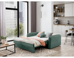 Canapea verde extensibilă/cu spațiu de depozitare cu tapițerie din chenille 155 cm Laine – ELTAP