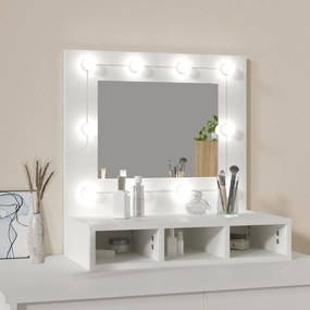 Dulap cu oglindă și led, alb, 60x31,5x62 cm