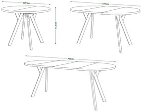 Mazzoni ALDO Bej/picioare bej - MASĂ ROTUNDĂ STIL LOFT PENTRU SALON/SUFRAGERIE EXTENSIBILĂ CU PICIOARE ÎN FORMĂ DE "Y"