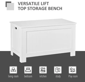 HOMCOM Banca de Depozitare Multifunctionala din Lemn MDF, 2 Manere si Deschidere cu Blocare de Siguranta, 81x40x46cm, Alb