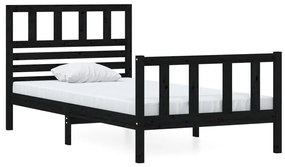 3101142 vidaXL Cadru de pat, negru, 90x200 cm, lemn masiv