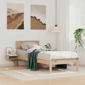 vidaXL Cadru de pat cu mese laterale cu headboard Maro 75 x 190 cm