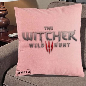 Perna Personalizata The Witcher 3 Wild Hunt, 40x40 cm, Roz, Husa Detasabila, Perna Inclusa, BEKZ®