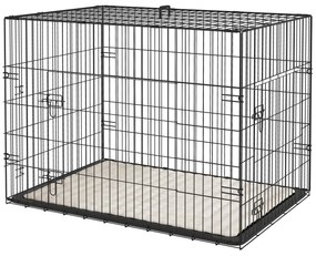 PawHut Cușcă cușcă de transport pliabilă pentru câini cu mânerie, tavă detașabilă, pernă inclusă 91 x 62 x 68 cm negru | Aosom Romania