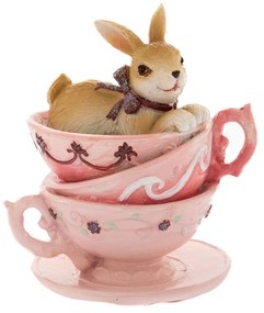 Figurina Easter Bunny on Pink cups 8 cm x 6 cm x 9 cm