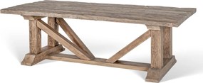 Masă dining din lemn masiv de stejar reciclat, 240x110x76 cm, finisaj rustic natur, „Ferme"