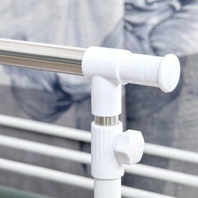 HOMCOM Suport pentru Îmbracaminte şi pentru Rufe Extensibil, 2 Paliere, Înaltime reglabila şi Roţi, 88-157x50x95-160cm, Alb