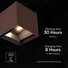 LED Sol aplică de perete cu senzor LED/9W/3,7V 3000/4000/5000K IP65 2600 mAh maro