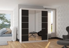 Dulap cu usi glisante si oglinda 180x215 cm, Traves, ADRK Furniture (Culoare: Ciocolata)
