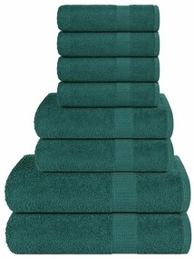 vidaXL Set prosoape 8 piese verde 360 g/m² 100% bumbac