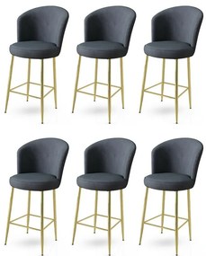 Set de scaune de bar Fora Anthracite și Auriu, 6buc., 6 buc.