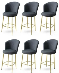 Set de scaune de bar Fora Anthracite și Auriu, 6buc., 6 buc.