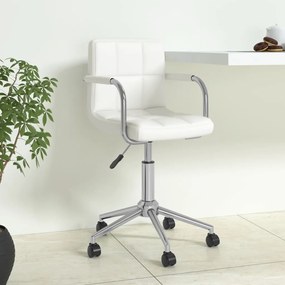 334811 vidaXL Scaun de birou rotativ, alb, piele ecologică