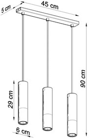 Lustră pe cablu LOOPEZ 3xGU10/40W/230V neagră/aurie Sollux SL.0954